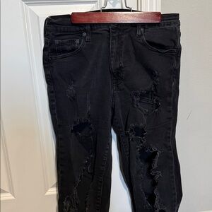 Aeropostale Black Distressed Straight Leg Jeans